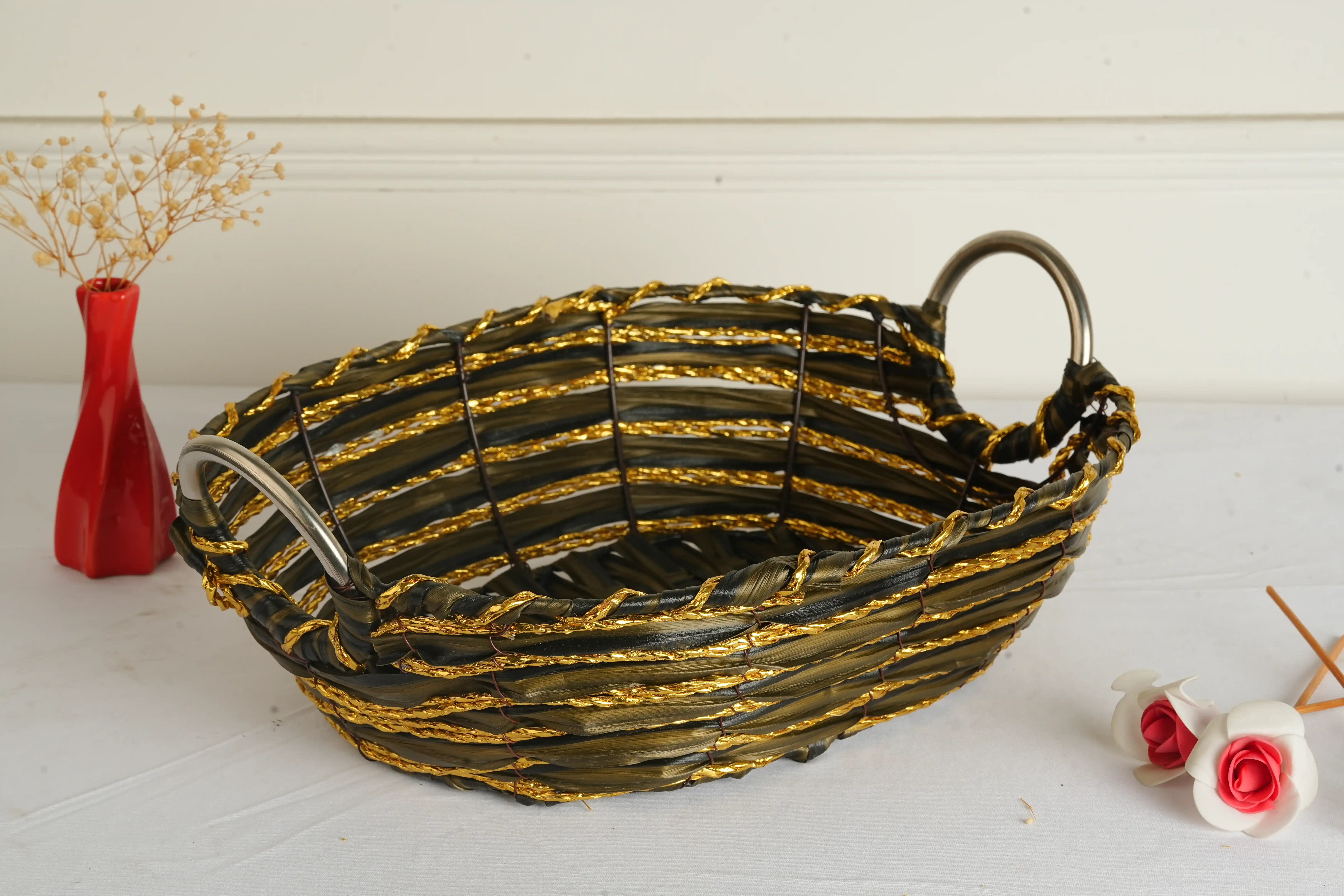 Oval Decorative Woven Basket