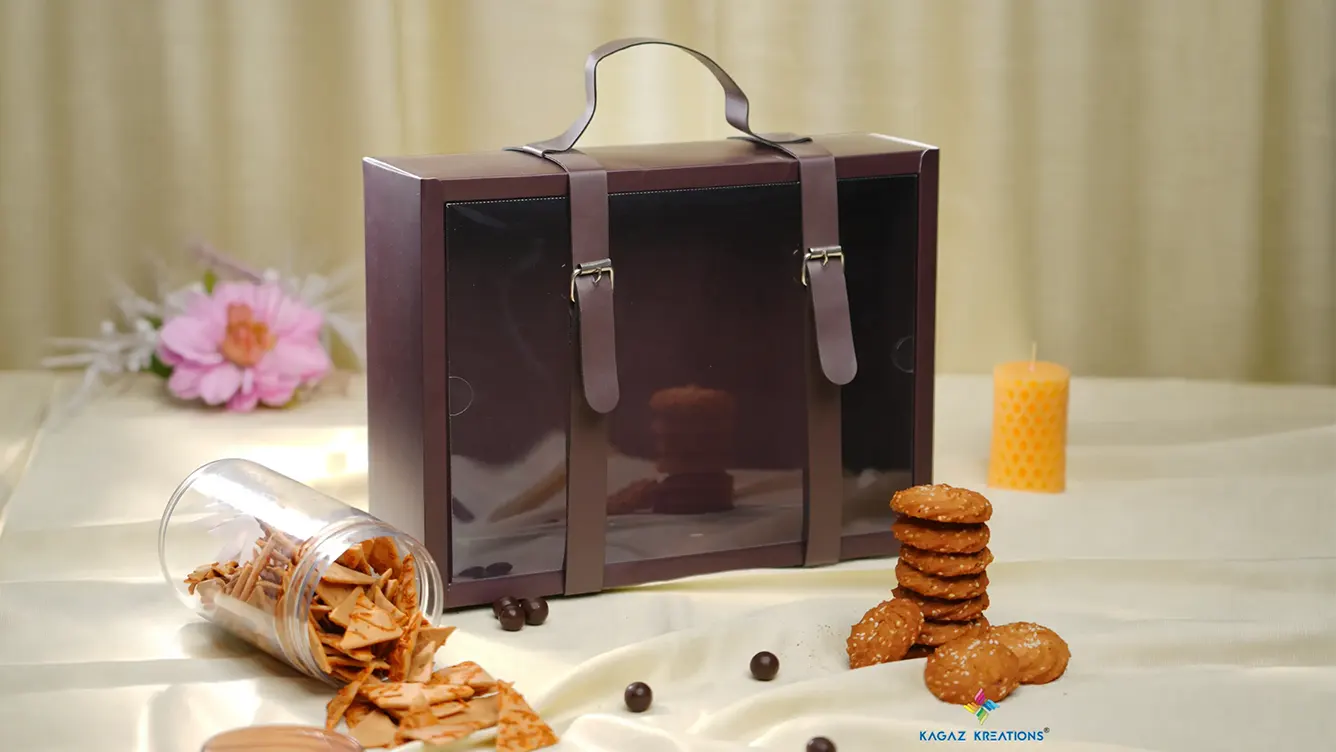 Premium leather-finish packaging by Kagaz Kreations