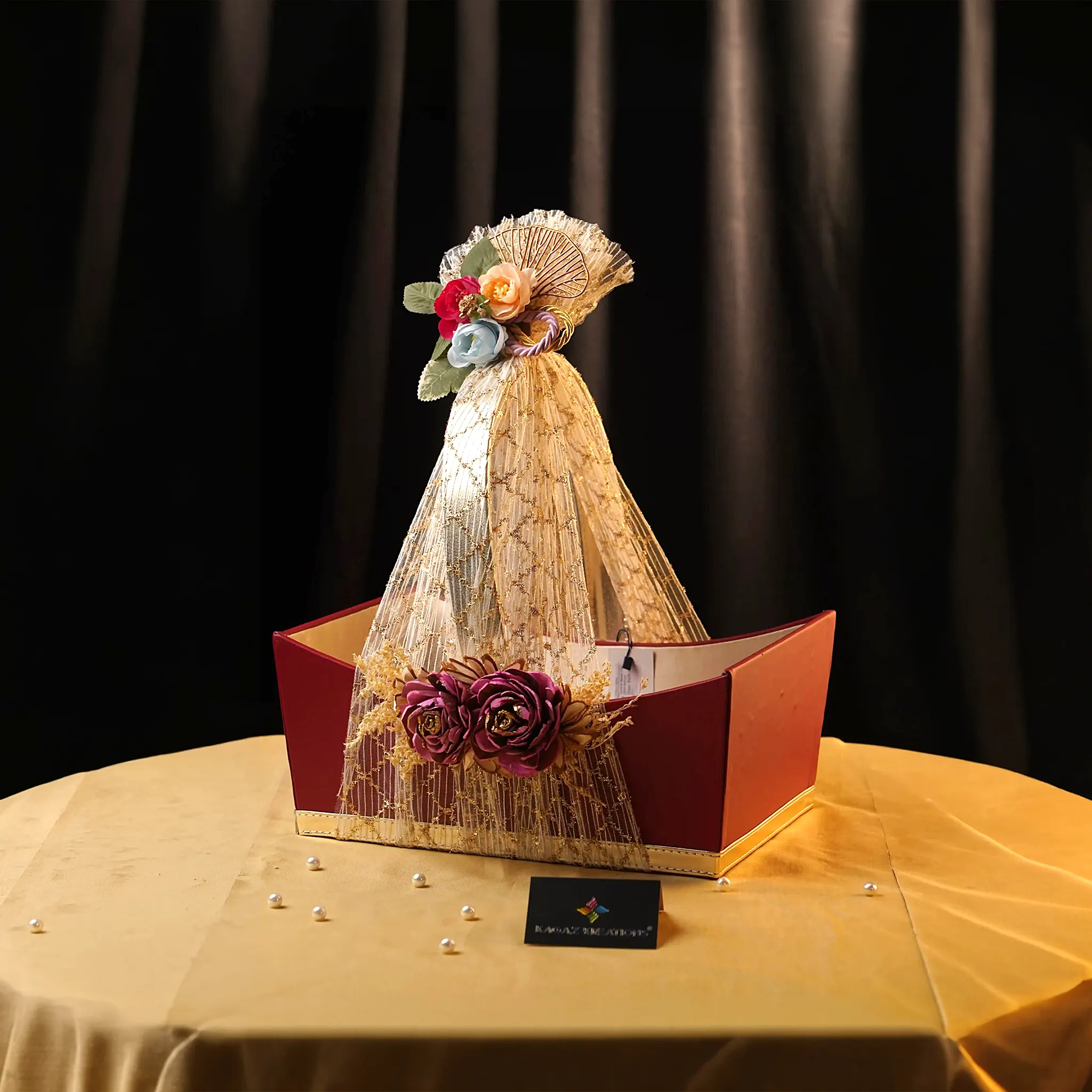 Maroon and Gold Decorative Gift Basket