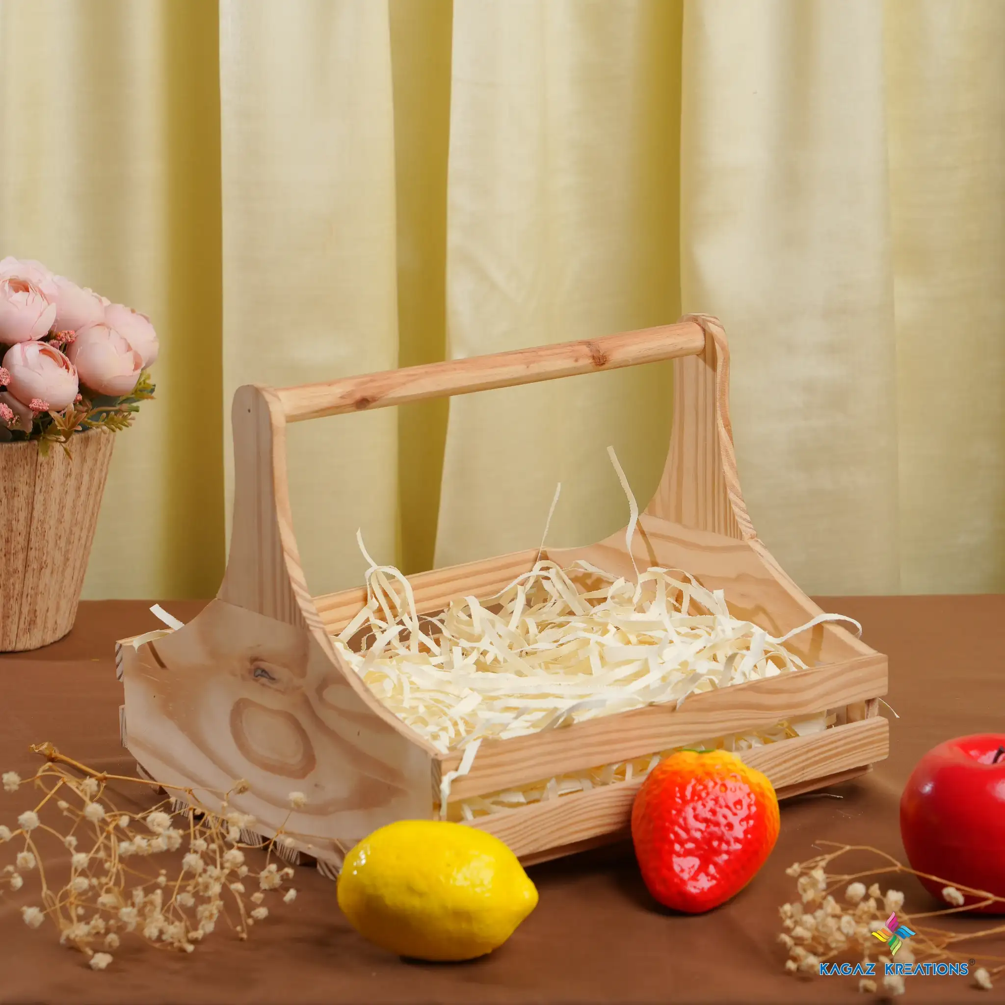Pinewood Carry Basket - Pinewood Packaging by Kagaz Kreations